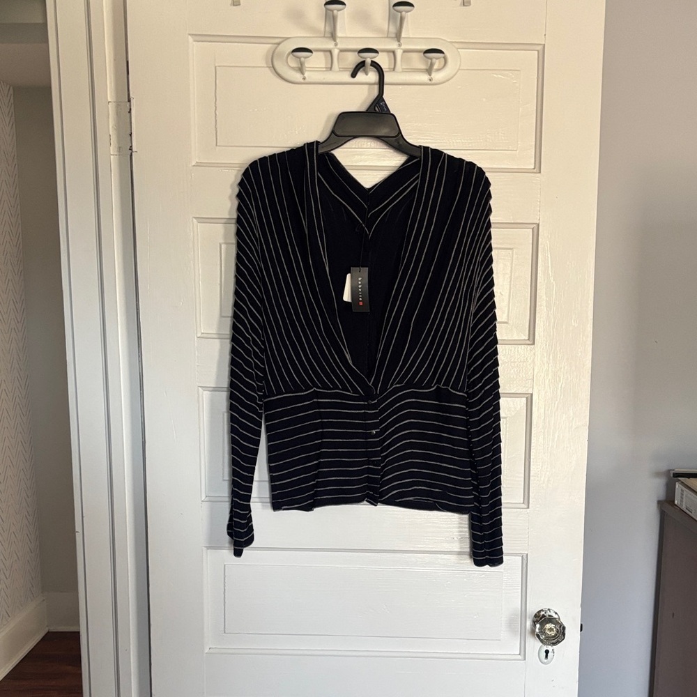 NWT Babette Navy and White Striped Cardigan